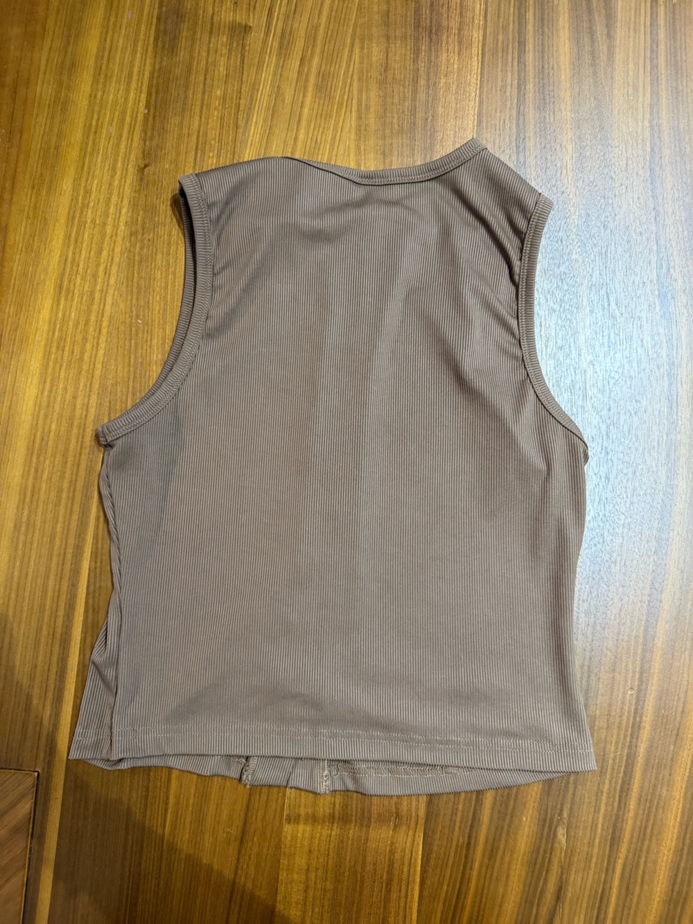 Button-Front Ribbed Tank Top - Brown - Picture 2 of 2